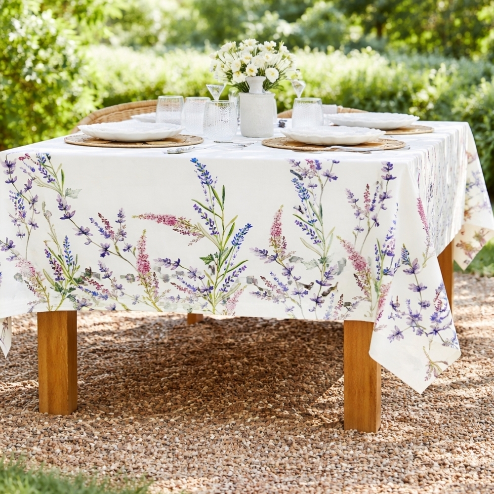 Monique Lhuillier x Pottery Barn Provence Floral Oilcloth Tablecloth 70"x108"